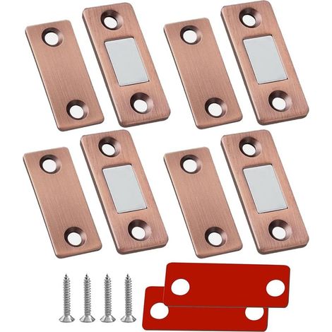 4 PCS Loquet magnétique de porte d'armoire et de meubles  Loquet magnétique silencieux et ultra fin avec vis pour fermeture de porte coulissante, ferme placard, loquets de porte invisibles anti collis (1/5)