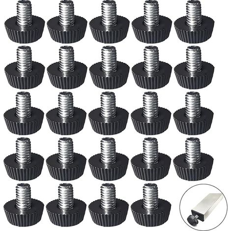 24 patas ajustables para muebles, almohadillas protectoras para el suelo, patas niveladoras M6 x 10 x 15 mm, base antideslizante para mesas, sillas y equipos, aptas para uso en interiores y exteriores (1/5)