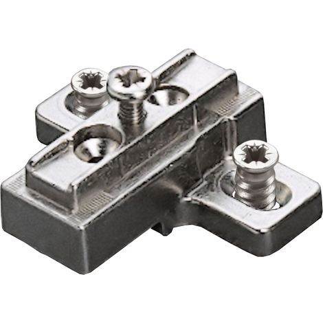 Salice Kreuzmontageplatte für Stollenscharnier H9 Langloch mit Euroschrauben Nickel matt (1/2)