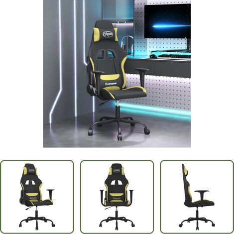 Massagestuhl - Gaming-Stuhl mit Massagefunktion Schwarz und Hellgrün Stoff (1/5)