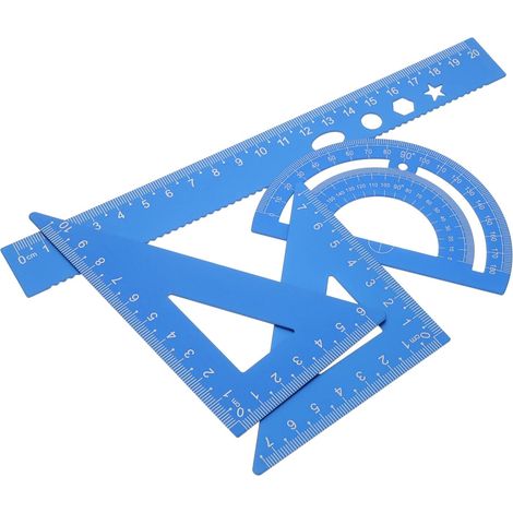 Kit de dessin scolaire Lurrose, règle triangulaire et rapporteur (1/5)