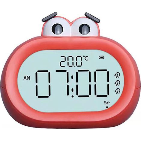 Réveil pour enfants dessin animé mignon Intelligent à piles numérique LED horloge électronique avec veilleuse rouge (1/5)