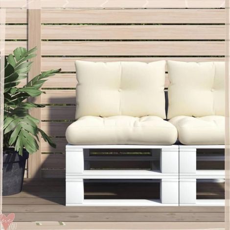 360836 Coussins de palette lot de 2 crème tissu (1/5)