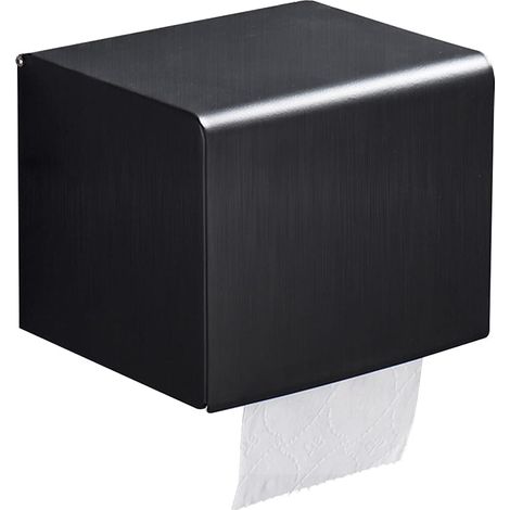 Porte-papier toilette mural avec housse étanche et anti-poussière (noir)