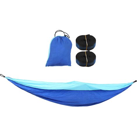 Hamac de camping 2 personnes, hamac portatif en parachute nylon pour randonnée extérieure et voyage, ciel bleu (1/5)
