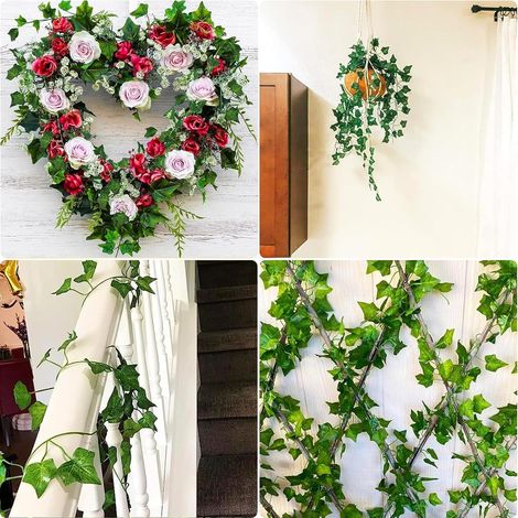 Ghirlanda di edera artificiale da 2,1 m per decorazioni interne ed esterne - Ideale per camera da letto, balcone, matrimoni, giardino, feste, verde realistico, senza manutenzione - ALTRO (1/3)