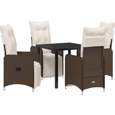 Maison Exclusive - Garten Essgruppe 5 pcs Braun Poly-Rattan (1/5)