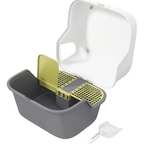 Bac à litière pour chat maison de toilette pour chat couvercle supérieur verrouillable et ouvrable 50 x 50 x 39 cm crème (1/5)