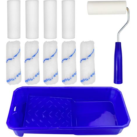 10 petits rouleaux à peinture, pinceaux d'angle, pinceaux de peintre d'angle, petits pinceaux pour murs, bac à peinture inclus, pour plafonds et murs (1/5)
