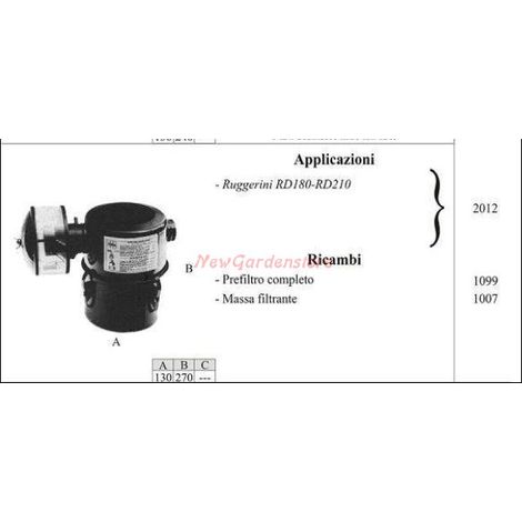Filtro olio RUGGERINI per motocoltivatore RD180 210 2012