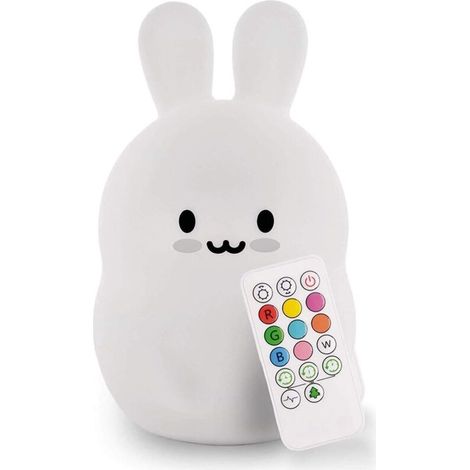 Veilleuse Lapin Souriant - DIRIGÉLampe de chevet en silicone, commande tactile et télécommande (1/5)