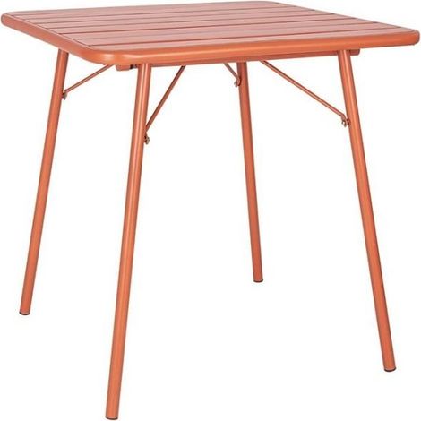 Table carrée en acier à lattes (L)700 x (P)700 mm, rouge terracotta