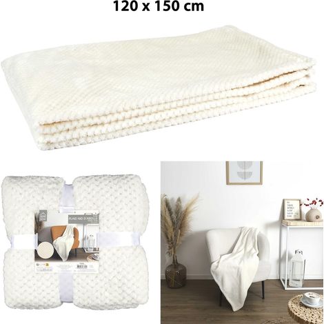 Plaid - HOME DECO FACTORY - Effet Sherpa - Ultradoux - Blanc (1/5)