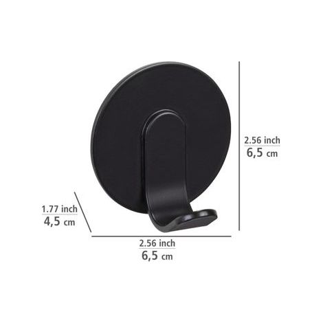 Crochet salle de bain WENKO Bivio Noir Mat 3 pièces sans perçage patère murale design en aluminium 100 % rostfrei avec Turbo-Loc pour un rangement élégant des serviettes 6,5 x 6,5 x 4,5 cm (1/5)