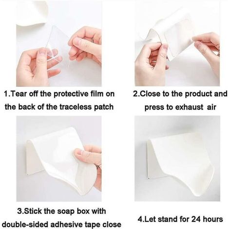 Porte-savon de douche de salle de bain de cuisine, porte-savon auto-drainant en plastique fixé au mur (blanc 2) (1/2)