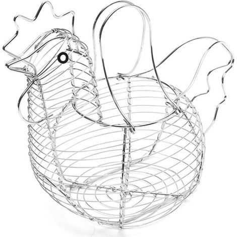 Panier De Rangement D'oeufs Fil Métallique Poule Panier De Fil D'oeufs avec Poignée De Transport Porte-ufs en Forme De Poulet Rack Fournitures De Cuisine pour L'organisateur Et Le Magasin (1/5)