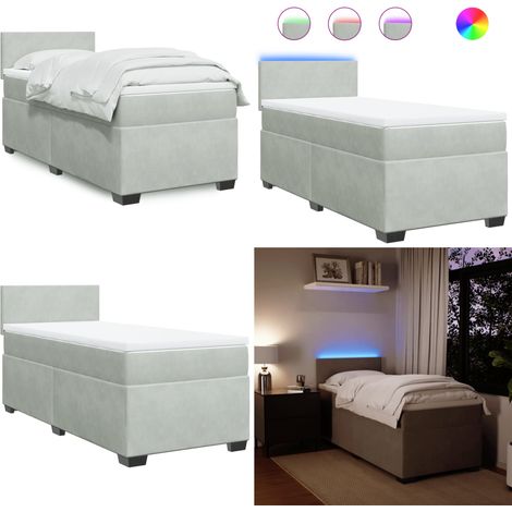 Sommier à lattes de lit et matelas Gris clair 80x200 cm Velours - Lit Plateforme - Lit Design - Lit Moderne - Lit Velours - Sommier Tapissier - Home & Living (1/5)