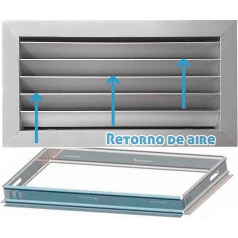 Rejilla de ventilación retorno plata mate + Marco de montaje  400x150 mm  400x150 mm