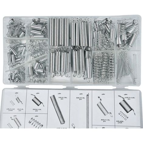 Molla Assortimento - 20 Taglie Diverse in Acciaio Zincato con Contenitore (200 pezzi) (1/3)
