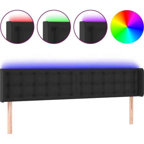 Maison Exclusive - LED Kopfteil Schwarz 163x16x78/88 cm Kunstlede