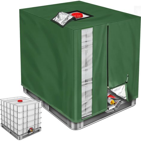 Bache Cuve 1000L IBC, Bâche de Réservoir d'eau, Housse de Cuve IBC 1000L Anti UV Vert pour réservoir IBC 1000L (120 100 116cm) (1/5)