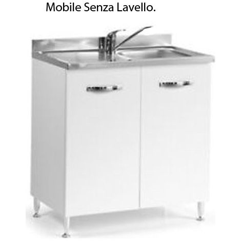 Mobile Lavello Cucina Sottolavello 2 Ante 80x50xh85 cm - Bianco BFS80KIT (1/3)