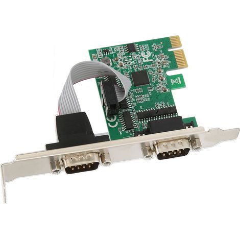 Carte PCI-E 2 Ports Série RS232 DB9, Adaptateur PCI Express pour Windows, Plage de Température -40°C à 85°C (1/5)
