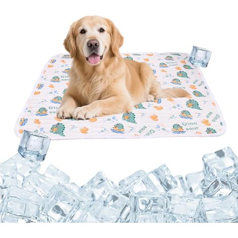 Tapis Rafraichissant Chien Chat, Été Tapis Refroidissant pour Chien, Cartoon Dinosaure Tapis Fraicheur Chien, Souple Cooling Mat Dog, Coussin Rafraichissant pour Animaux Domestiques,70 50CM (1/5)