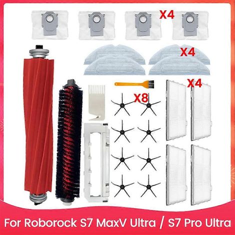 Filtre pour aspirateur brosse pour aspirateur Filtre de brosse pour aspirateur filtre de Roborock S7 MaxV Ultra / S7 Pro Ultra Aspirateur Main Side Brosse HEPA Filtres Serpillière Cloths Dust Bags Acc (1/5)