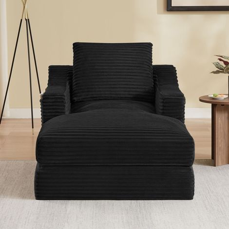 Canapé convertible chaise longue en velours côtelé doux avec poche latérale et structure détachable pour salon ou chambre (1/5)
