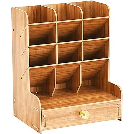 Boîte de rangement pour stylos B1 en bois de cerisier (avec support pour téléphone portable)