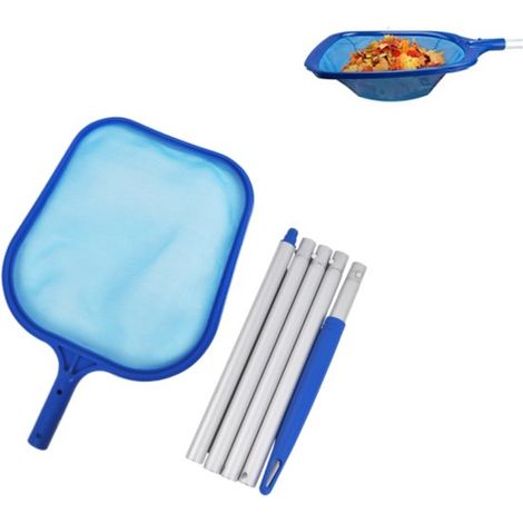 Rete per piscina, lunga 161 cm, con manico telescopico, a maglia fine, per rimuovere le alghe da laghetti, piscine, vasche idromassaggio e giochi d'acqua, blu. (1/5)