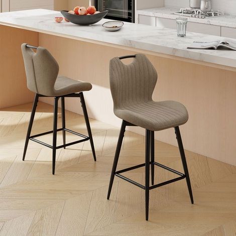 WAFTING Lot de 2 Tabourets de bar Pivotant, Hauteur d'Assise 65cm, Chaise de Bar avec Dossier et Repose-Pieds, Marron (1/5)