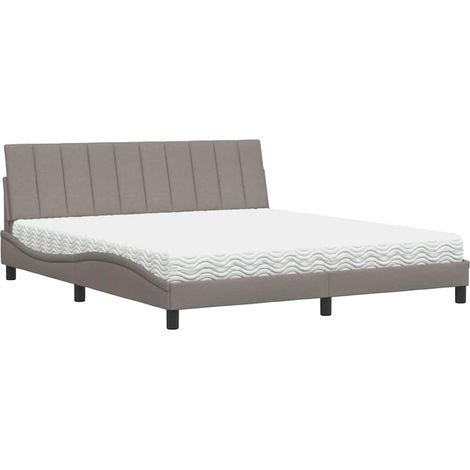Maison Exclusive - Lit avec matelas Hanko taupe 180x200 cm tissu (1/5)