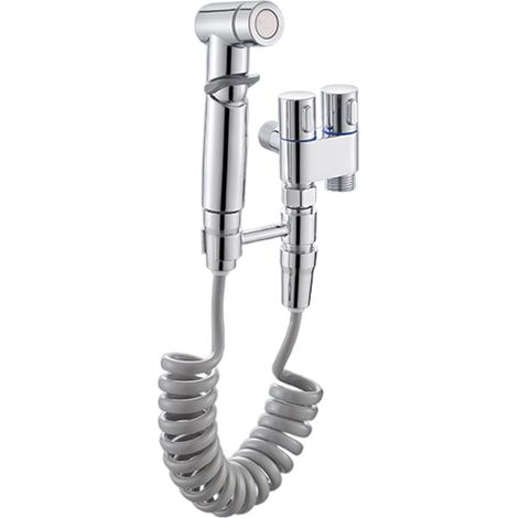 Douchette à main en acier inoxydable pour bidet,Ensemble de douchette à main,pulvérisation réglable, facile à installer,Toilette à tuyau et crochet ou bidet mural en acier inoxydable(Couleur de galvan (1/5)