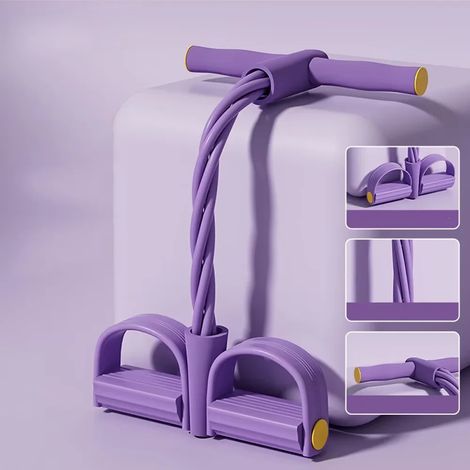 (Violet) Bande de résistance multifonctionnelle pour l'étirement des jambes, l'entraînement amincissant et comme équipement de fitness portable. (1/4)