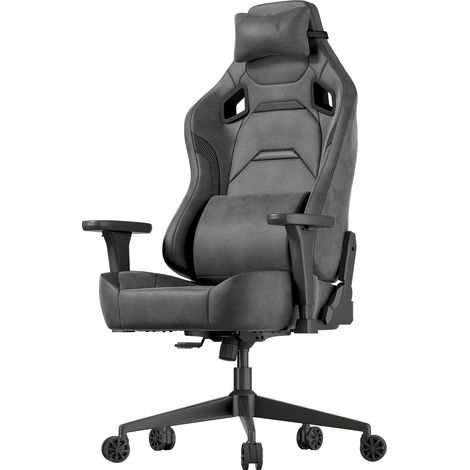Chaise Gaming en Velours, Fauteuil Ergonomique 200 kg, Gris (1/5)