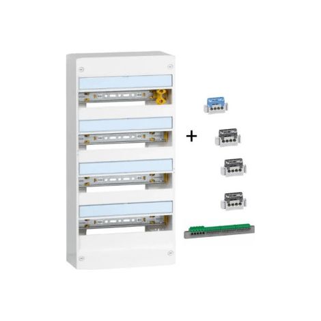 Legrand - DRIVIA - Coffret 4 rangu00e9es - 13 modules + Bornier 3 Phases + Neutre - Ref. : 401214+004850x2
