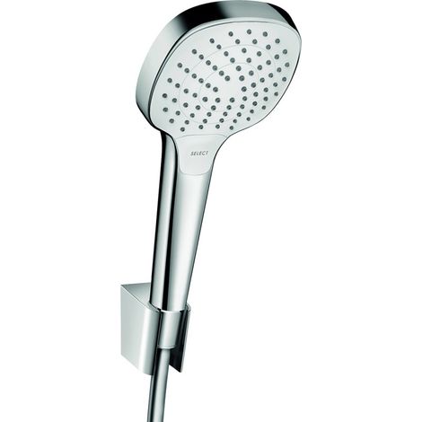 Hansgrohe Croma Select E - Conjunto de alcachofa de ducha, soporte y manguera 1,60 m, blanco/cromo 26413400 (1/2)