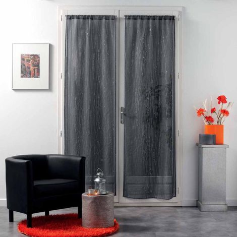 Paris Prix – Paire de voilages 'Filiane' 70x200cm – Polyester anthracite – Accroche à passant – Entretien facile (1/3)