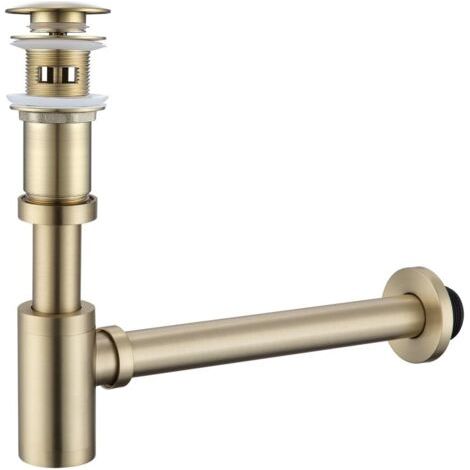 Kit de siphon en laiton pour bouteilles de 1 1/4 pouce, siphon rond moderne avec bouchon rétractable et bec verseur de trop-plein, or. (1/5)