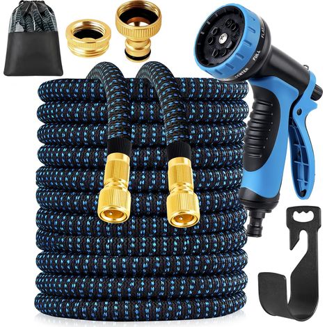 Gartenschlauch Flexibel 30M -Garden Hose Set mit Brause, Flex Schlauch Garten mit Verbinder und Aufhängung