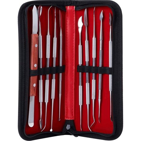 Juego de herramientas de corte de cera de 10 piezas，herramienta de corte de acero inoxidable de doble cara para esculpir arcilla y cera (1/5)