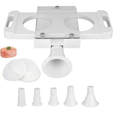 Presse Steak Haché, Fabricant de Moules de Pressage de Hamburger Pressing Maker avec 50 Papiers Antiadhésifs et 5 Tubes adaptateurs Burger Machine Meat Patty Forming pour Saucisse Remplisseur Viande (1/5)
