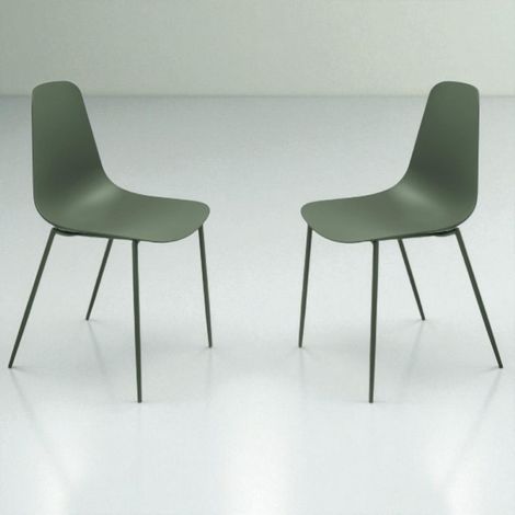 Sedia in polipropilene Verde con gambe in metallo LUANA 2 sedie (1/5)