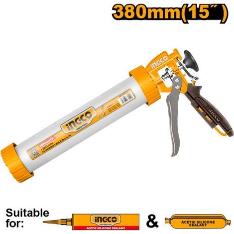 PISTOLA PER SILICONE IN CARTUCCE E SACCHETTI 380 MM INGCO HCG0115