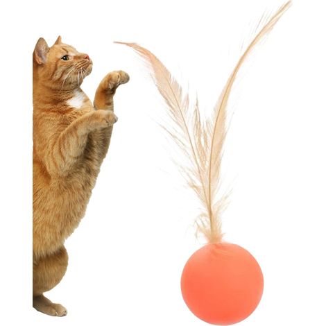 Palla per gatti Giocattolo rotolante Palla sensoriale con piume per giocare in casa e all'aperto, inseguire, fare esercizio, addestrare il tuo gatto e combattere la noia