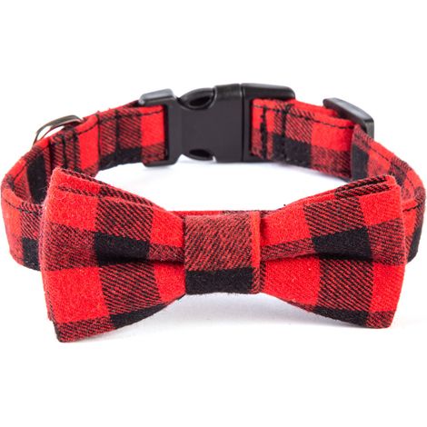 Collier pour chien rouge et noir - Taille M (2,5 x 50 cm) - Design élégant, boucle métal, pour tous les jours (1/4)