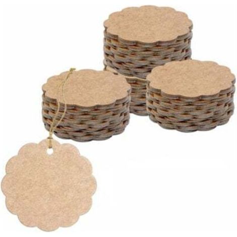 200 braune Kraftpapier-Geschenkanhänger in Fächerform (6 cm Durchmesser) für Bastelverpackungen