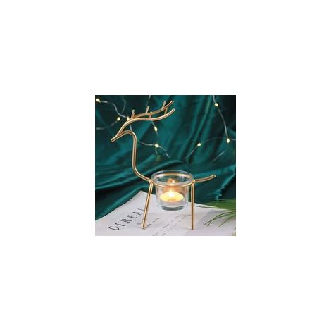 Porte Bougies Fer, Renne Supports pour Bougies Chauffe Plat Porte Bougie en Verre Photophore pour Bougie Noël Photophore Bougeoir Porte Bougie à Thé Chandeliers pour Mariage Fête Table (1/5)